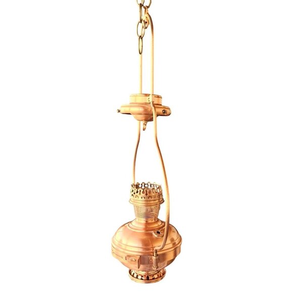 Vintage Copper Electric Hanging Lamp With Chain - Needs Rewiring Or Solar Light - Picture 1 of 15